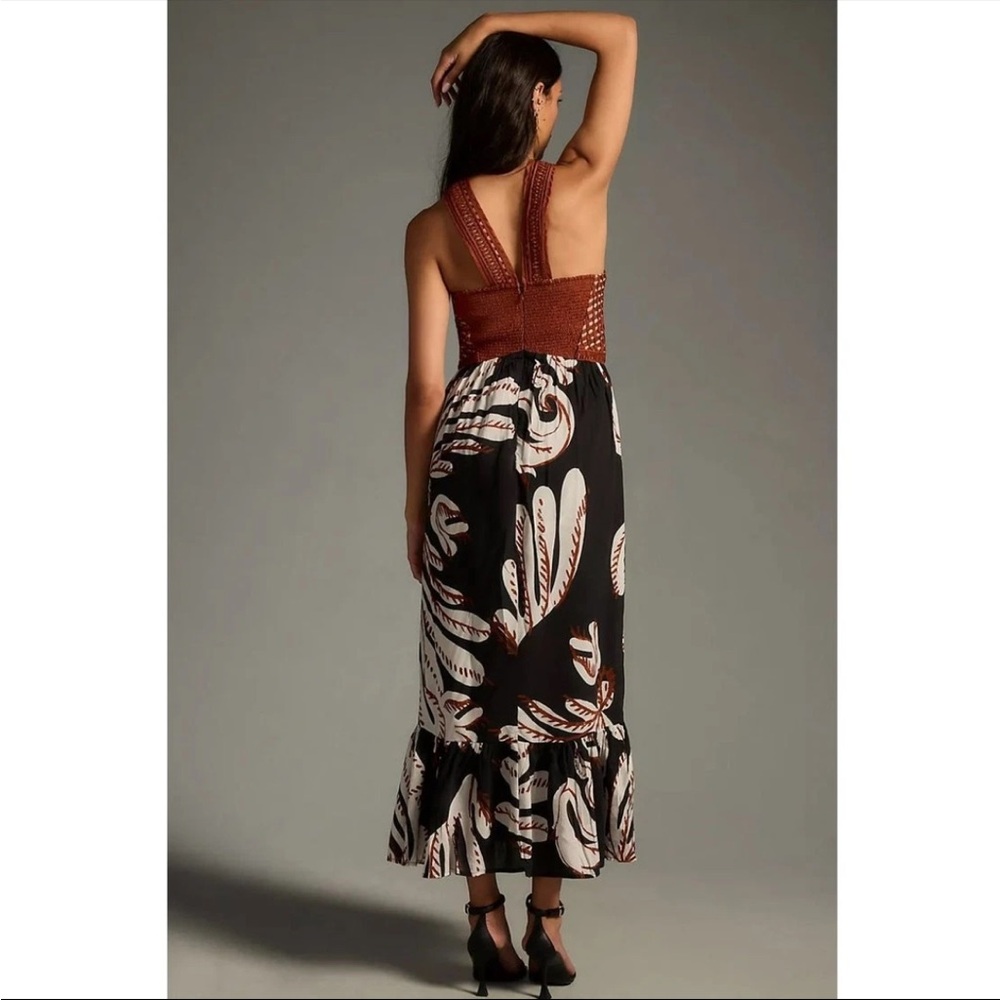 ✅Anthropologie Brown and Black Halter Maxi Dress, special occasions sz 8, NwOT - Picture 4 of 4